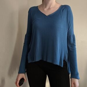 Anthropologie Bordeaux Slouchy V-Neck Swing Top